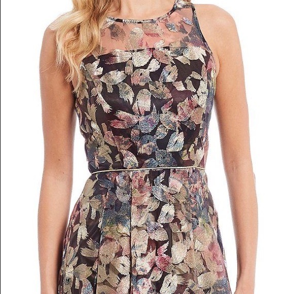 Alex Marie Sarah Embroidered Floral Print Hi-Low A-Line Midi Holiday Dress Sz 6 - Picture 3 of 13